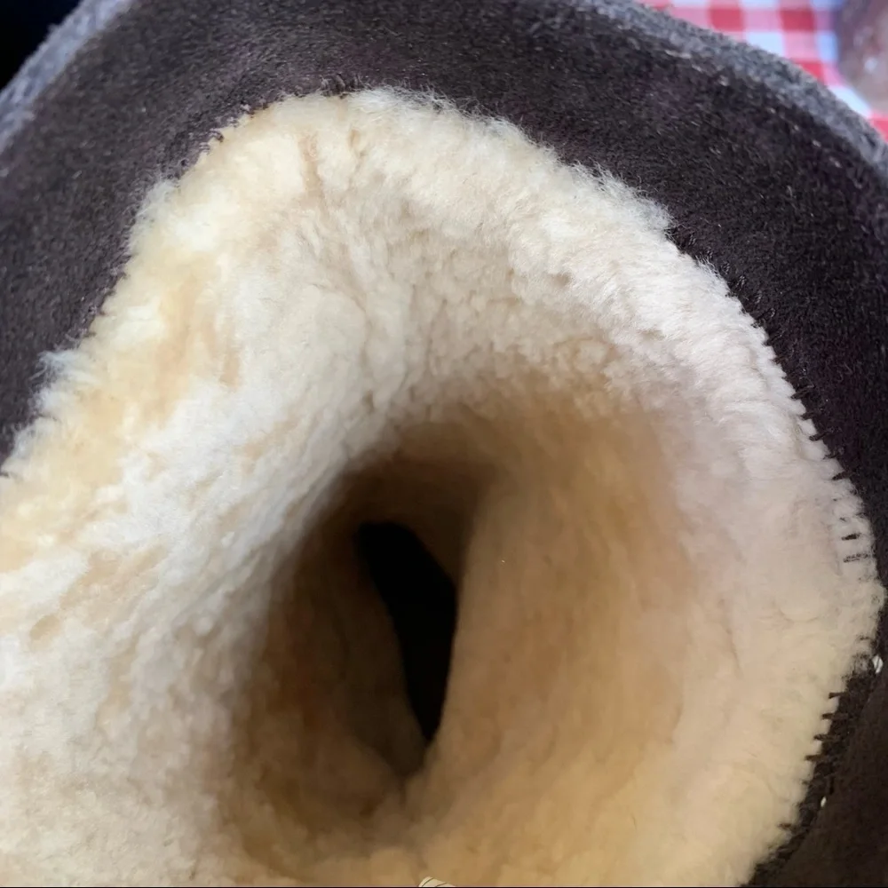 EMU AUSTRALIA Warm Brown Waratah Suede Sheepskin Sherpa Wedge Boots, 9 - Picture 13 of 13